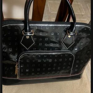 Arcadia Black Patent Laptop Bag